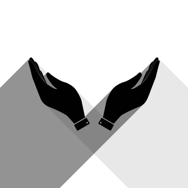 Εικονογράφηση Εικόνα χέρι. Σύμβολο προσευχή. Διάνυσμα. Μαύρο εικονίδιο με δύο επίπεδη γκρι σκιές πάνω σε λευκό φόντο. — Διανυσματικό Αρχείο