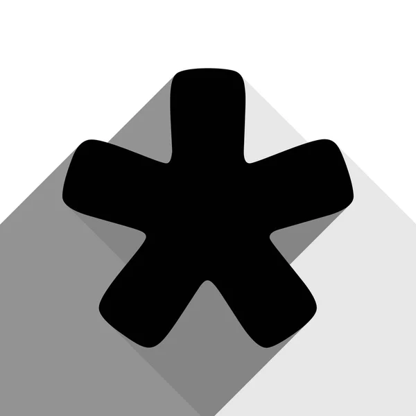 Signo de estrella de Asterisco. Vector. Icono negro con dos sombras grises planas sobre fondo blanco . — Vector de stock