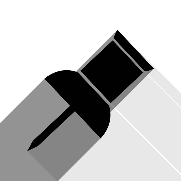 Знак натискання клавіші Pin. Вектор. Чорна ікона з двома плоскими сірими тінями на білому тлі . — стоковий вектор