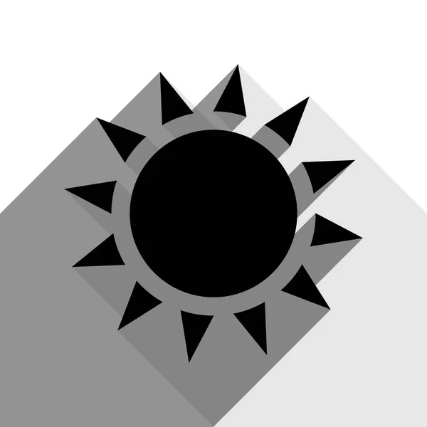 Zon teken illustratie. Vector. Zwarte pictogram met twee platte grijze schaduw op witte achtergrond. — Stockvector