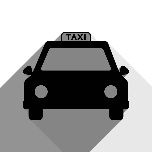 Taxi tecken illustration. Vektor. Svart ikon med två platt grå skuggor på vit bakgrund. — Stock vektor