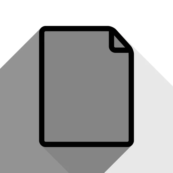 Illustration verticale du signe du document. Vecteur. Icône noire avec deux ombres grises plates sur fond blanc . — Image vectorielle
