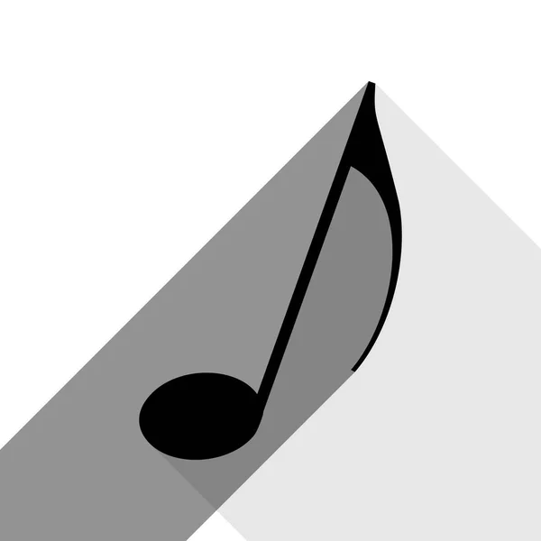 Signo de nota musical. Vector. Icono negro con dos sombras grises planas sobre fondo blanco . — Vector de stock