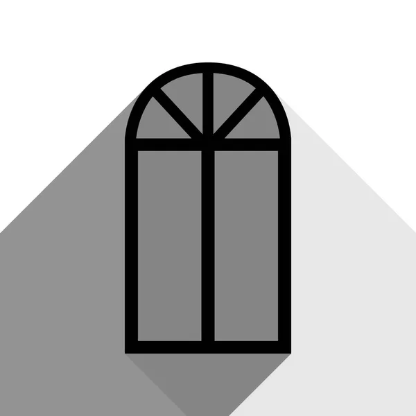Fenêtre simple signe. Vecteur. Icône noire avec deux ombres grises plates sur fond blanc . — Image vectorielle