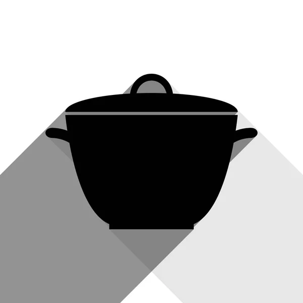 Kochtopf einfaches Zeichen. Vektor. schwarzes Symbol mit zwei flachen grauen Schatten auf weißem Hintergrund. — Stockvektor