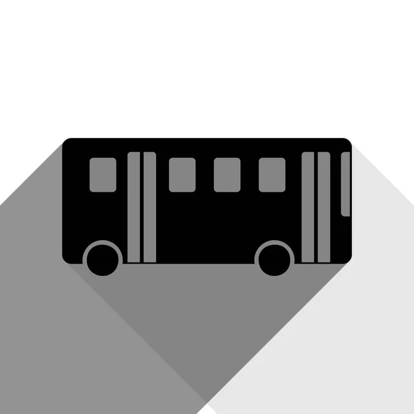 Señal simple de autobús. Vector. Icono negro con dos sombras grises planas sobre fondo blanco . — Archivo Imágenes Vectoriales