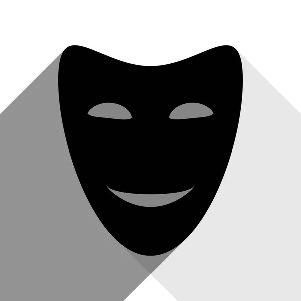 Комедийные театральные маски. Вектор. Черная иконка с двумя плоскими серыми тенями на белом фоне . — стоковый вектор