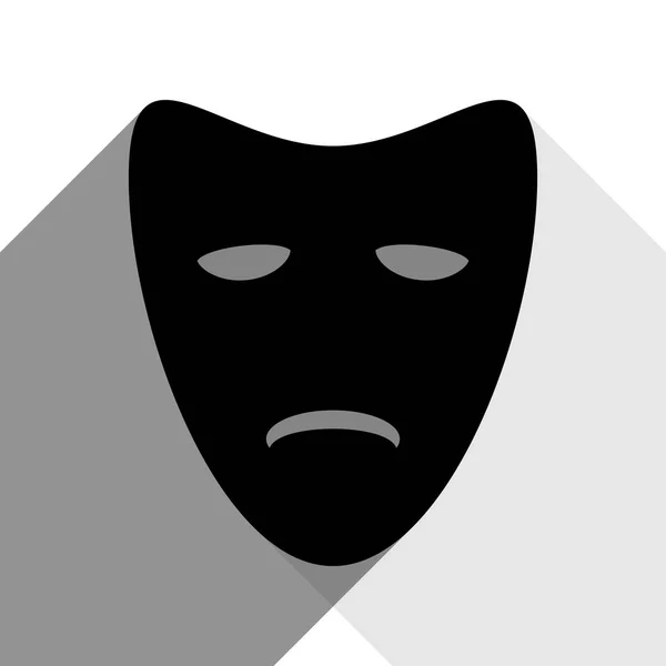 Трагические театральные маски. Вектор. Черная иконка с двумя плоскими серыми тенями на белом фоне . — стоковый вектор