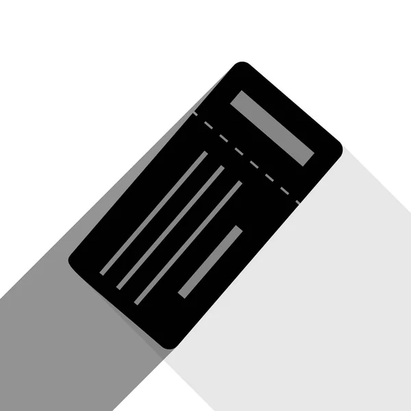 Εισιτήριο απλό σημάδι. Διάνυσμα. Μαύρο εικονίδιο με δύο επίπεδη γκρι σκιές πάνω σε λευκό φόντο. — Διανυσματικό Αρχείο