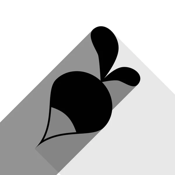 Sinal simples de rabanete. Vector. Ícone preto com duas sombras planas cinza no fundo branco . — Vetor de Stock
