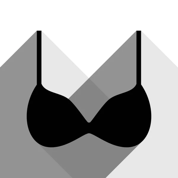 Soutien-gorge simple signe. Vecteur. Icône noire avec deux ombres grises plates sur fond blanc . — Image vectorielle