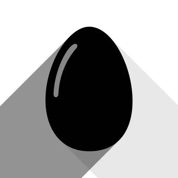 Oeuf de poulet signe. Vecteur. Icône noire avec deux ombres grises plates sur fond blanc . — Image vectorielle