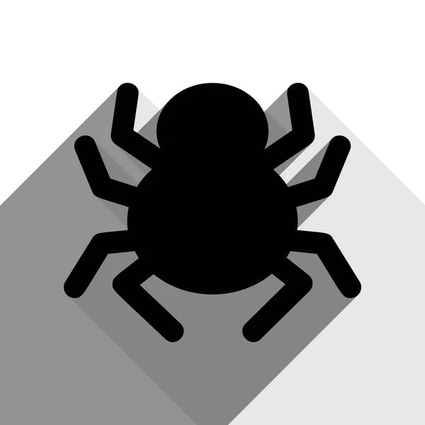 Signo de araña ilustración. Vector. Icono negro con dos sombras grises planas sobre fondo blanco . — Vector de stock