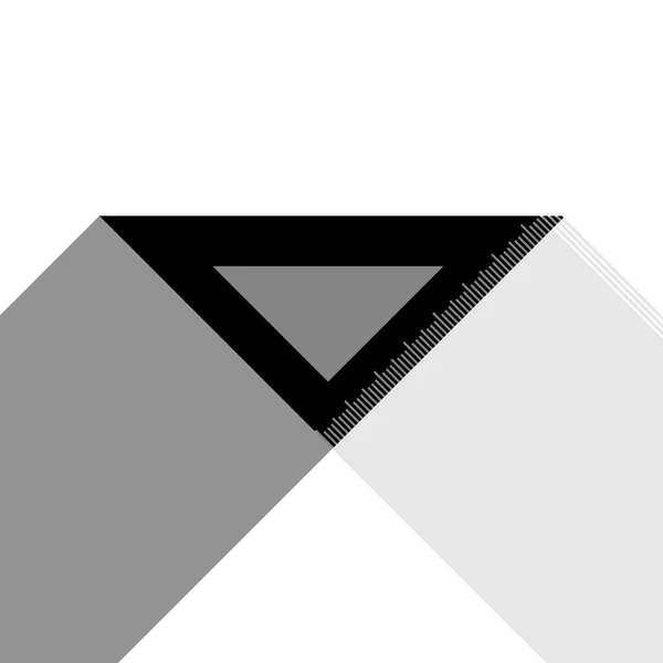 Illustrazione del segno del righello. Vettore. Icona nera con due ombre grigie piatte su sfondo bianco . — Vettoriale Stock