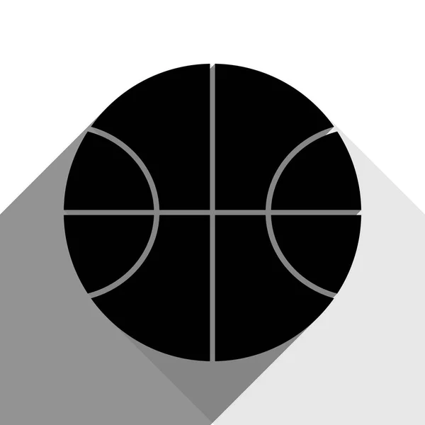 Basketballzeichen-Illustration. Vektor. schwarzes Symbol mit zwei flachen grauen Schatten auf weißem Hintergrund. — Stockvektor