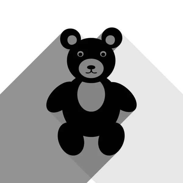 Teddybär Zeichen Illustration. Vektor. schwarzes Symbol mit zwei flachen grauen Schatten auf weißem Hintergrund. — Stockvektor