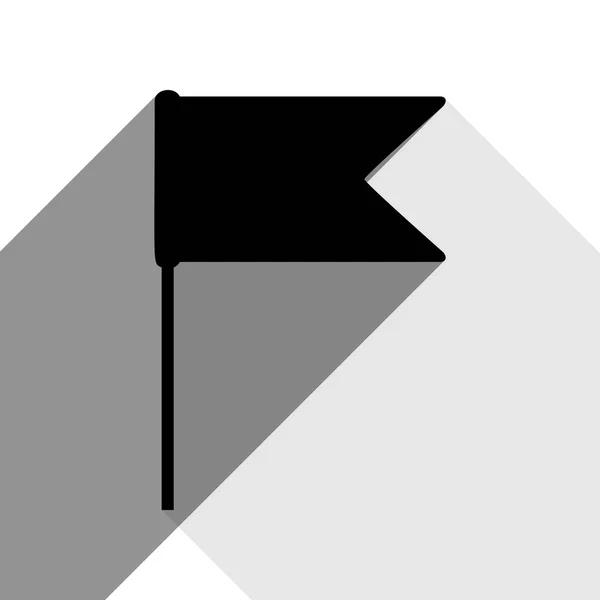 Ilustración del signo de bandera. Vector. Icono negro con dos sombras grises planas sobre fondo blanco . — Vector de stock