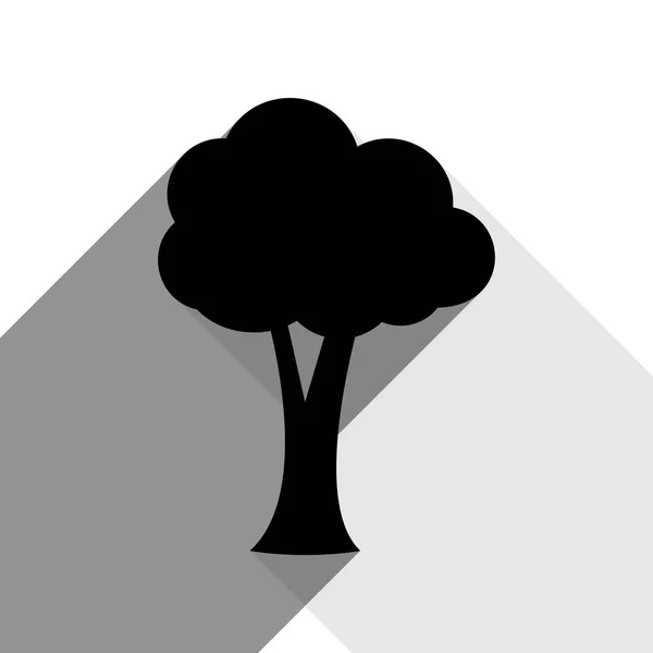Illustrazione segno albero. Vettore. Icona nera con due ombre grigie piatte su sfondo bianco . — Vettoriale Stock