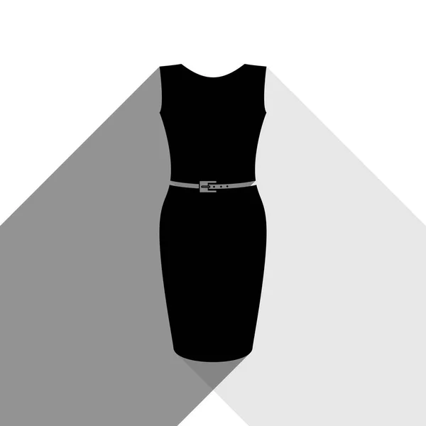 Vestido sinal ilustração. Vector. Ícone preto com duas sombras planas cinza no fundo branco . — Vetor de Stock