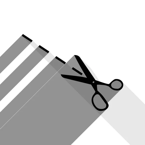Ilustração do sinal da tesoura. Vector. Ícone preto com duas sombras planas cinza no fundo branco . —  Vetores de Stock