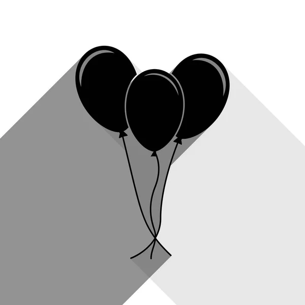 Señal de globos. Vector. Icono negro con dos sombras grises planas sobre fondo blanco . — Archivo Imágenes Vectoriales