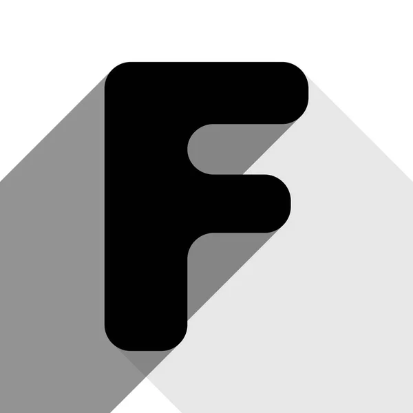 文字 F サインはデザイン テンプレートの要素です。ベクトル。白い背景の上の 2 つのフラット グレー影と黒のアイコン. — ストックベクタ
