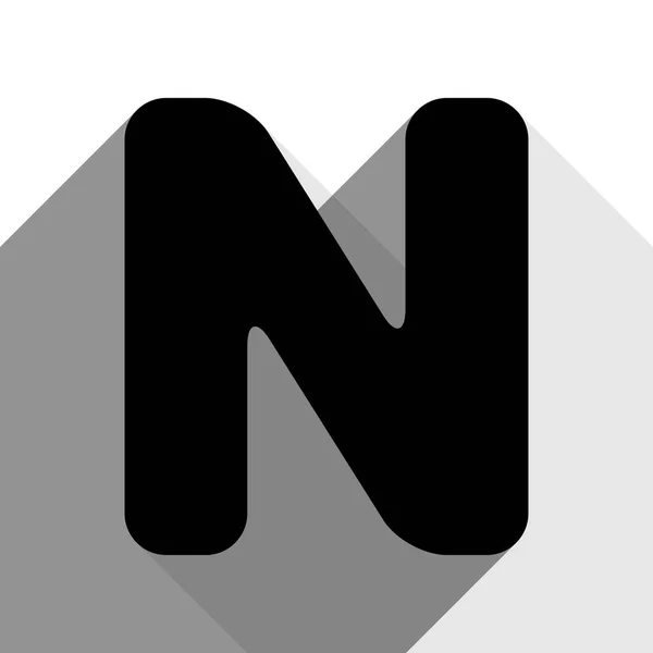Lettre N signe élément modèle de conception. Vecteur. Icône noire avec deux ombres grises plates sur fond blanc . — Image vectorielle