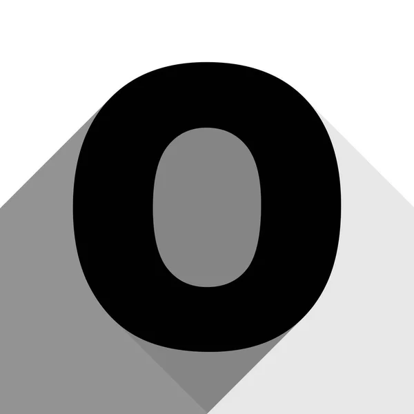 Buchstabe o Zeichen Designvorlage Element. Vektor. schwarzes Symbol mit zwei flachen grauen Schatten auf weißem Hintergrund. — Stockvektor