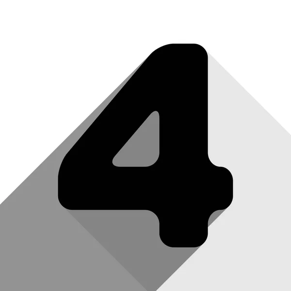Číslo 4 prvek šablony návrhu sign. Vektor. Černá ikona s dvěma ploché šedé stíny na bílém pozadí. — Stockový vektor