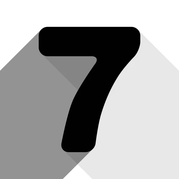 Número 7 elemento modelo de design de sinal. Vector. Ícone preto com duas sombras planas cinza no fundo branco . —  Vetores de Stock