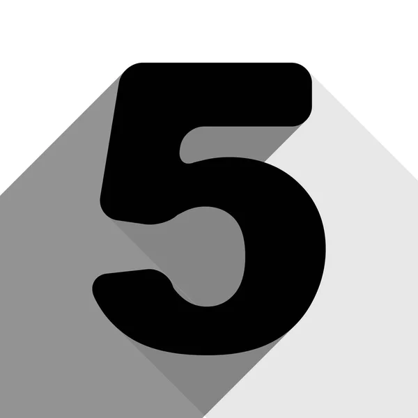 Número 5 elemento de plantilla de diseño de signo. Vector. Icono negro con dos sombras grises planas sobre fondo blanco . — Vector de stock