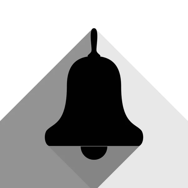 Alarma de campana, señal de campana. Vector. Icono negro con dos sombras grises planas sobre fondo blanco . — Vector de stock