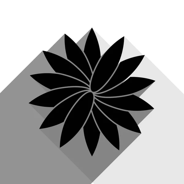Květina znamení. Vektor. Černá ikona s dvěma ploché šedé stíny na bílém pozadí. — Stockový vektor
