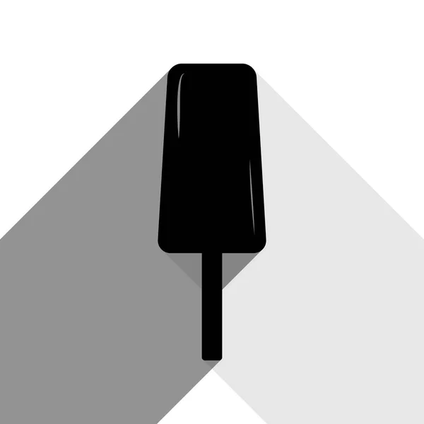 冰激淋的标志。矢量。有两个扁平的灰色阴影，白色背景上的黑色图标. — 图库矢量图片