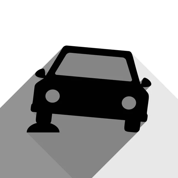 Araba park işareti. Vektör. İki düz gri gölgeler beyaz arka planda siyah simgesi. — Stok Vektör