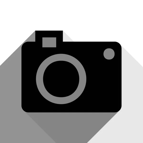 Signo de cámara digital. Vector. Icono negro con dos sombras grises planas sobre fondo blanco . — Archivo Imágenes Vectoriales