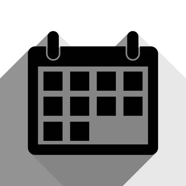 Иллюстрация знака календаря. Вектор. Черная иконка с двумя плоскими серыми тенями на белом фоне . — стоковый вектор