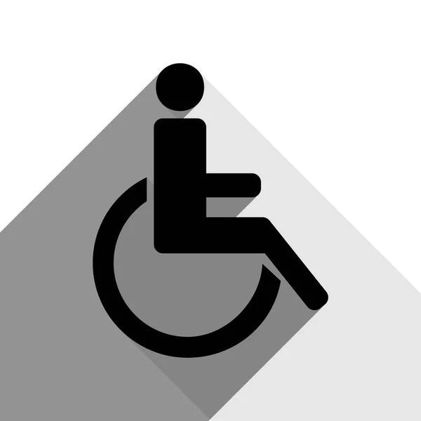 Illustrazione segno disabili. Vettore. Icona nera con due ombre grigie piatte su sfondo bianco . — Vettoriale Stock