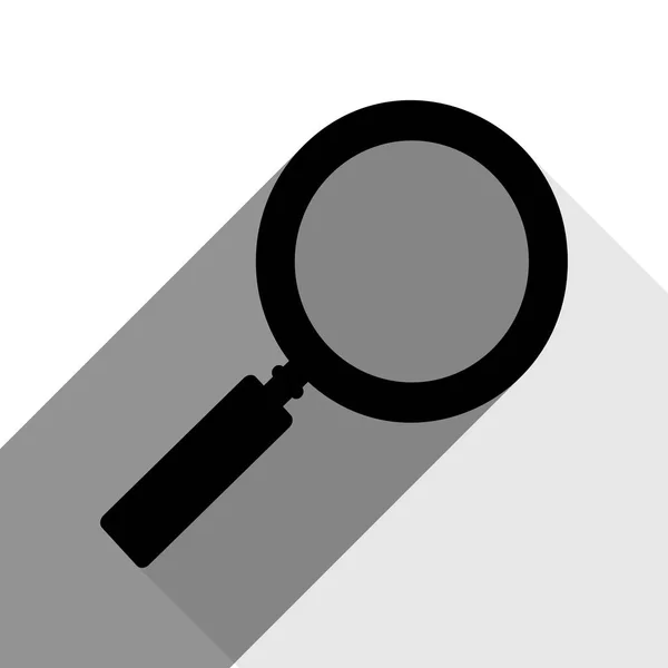 Zoom-Zeichen-Illustration. Vektor. schwarzes Symbol mit zwei flachen grauen Schatten auf weißem Hintergrund. — Stockvektor