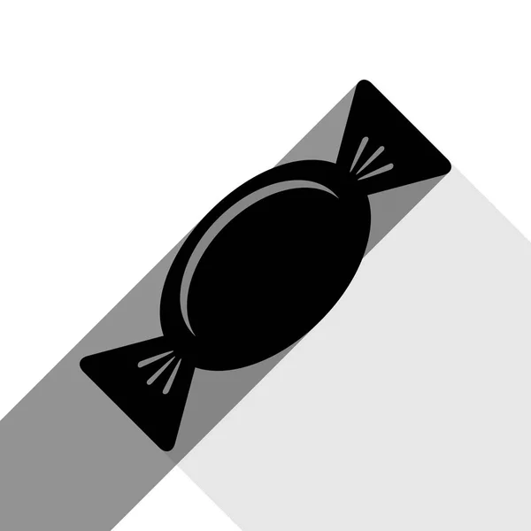 Καραμέλα σημάδι εικονογράφηση. Διάνυσμα. Μαύρο εικονίδιο με δύο επίπεδη γκρι σκιές πάνω σε λευκό φόντο. — Διανυσματικό Αρχείο