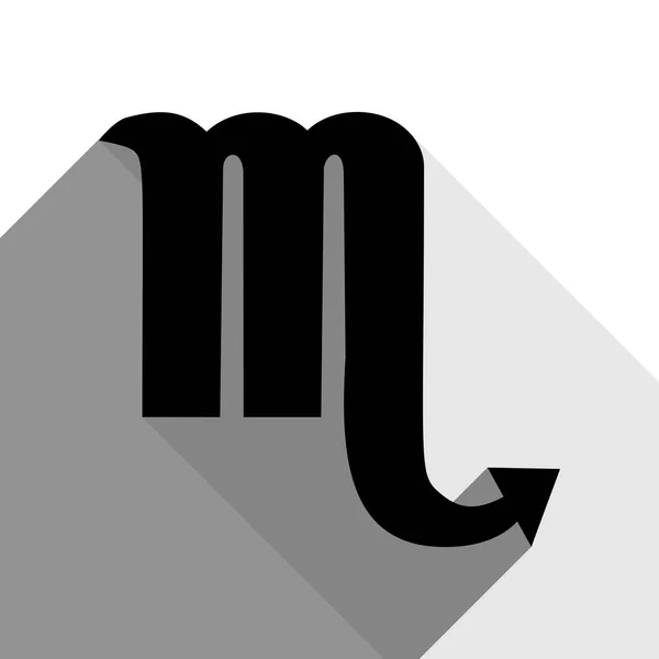 Skorpionzeichen Illustration. Vektor. schwarzes Symbol mit zwei flachen grauen Schatten auf weißem Hintergrund. — Stockvektor