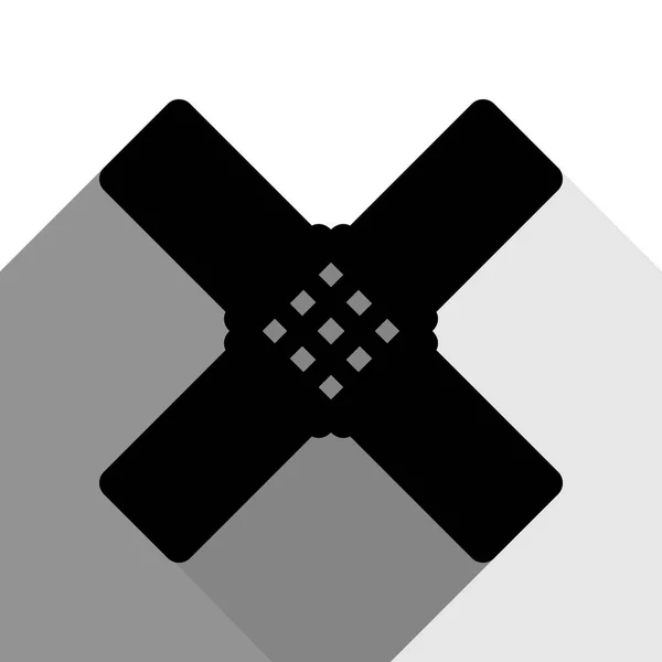Stöd klistermärke skylt. Vektor. Svart ikon med två platt grå skuggor på vit bakgrund. — Stock vektor