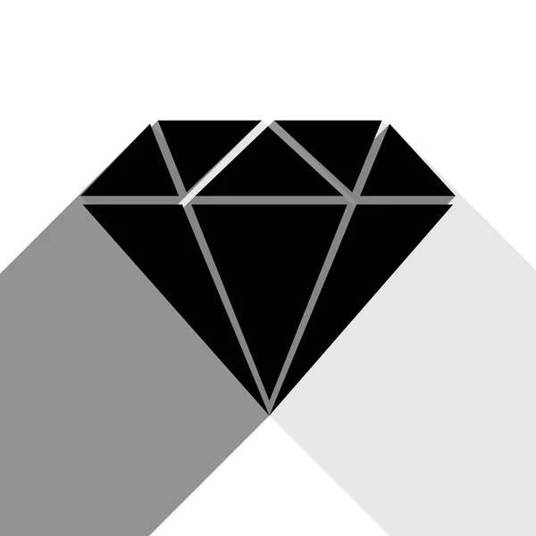 Signo de diamante ilustración. Vector. Icono negro con dos sombras grises planas sobre fondo blanco . — Archivo Imágenes Vectoriales