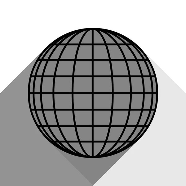 地球の標識です。ベクトル。白い背景の上の 2 つのフラット グレー影と黒のアイコン. — ストックベクタ