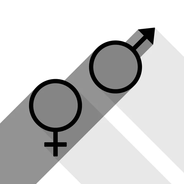 Szex szimbólum jele. Vektor. A két lakás szürke árnyak, fehér alapon fekete ikon. — Stock Vector