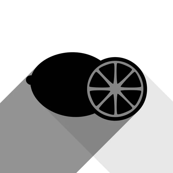 Citron ovoce znamení. Vektor. Černá ikona s dvěma ploché šedé stíny na bílém pozadí. — Stockový vektor