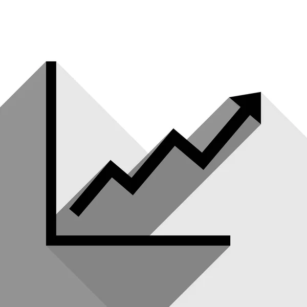 Barras de crescimento sinal gráfico. Vector. Ícone preto com duas sombras planas cinza no fundo branco . —  Vetores de Stock