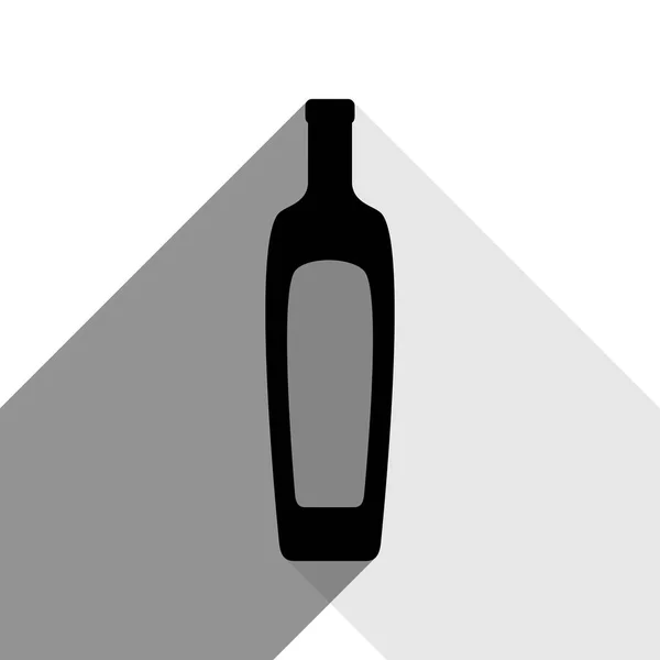 Olijfolie fles teken. Vector. Zwarte pictogram met twee platte grijze schaduw op witte achtergrond. — Stockvector