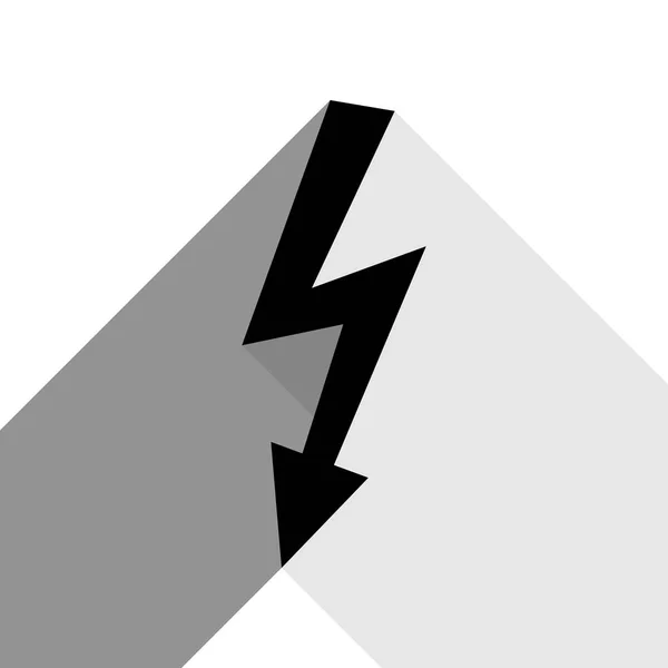 Hochspannungs-Gefahrzeichen. Vektor. schwarzes Symbol mit zwei flachen grauen Schatten auf weißem Hintergrund. — Stockvektor