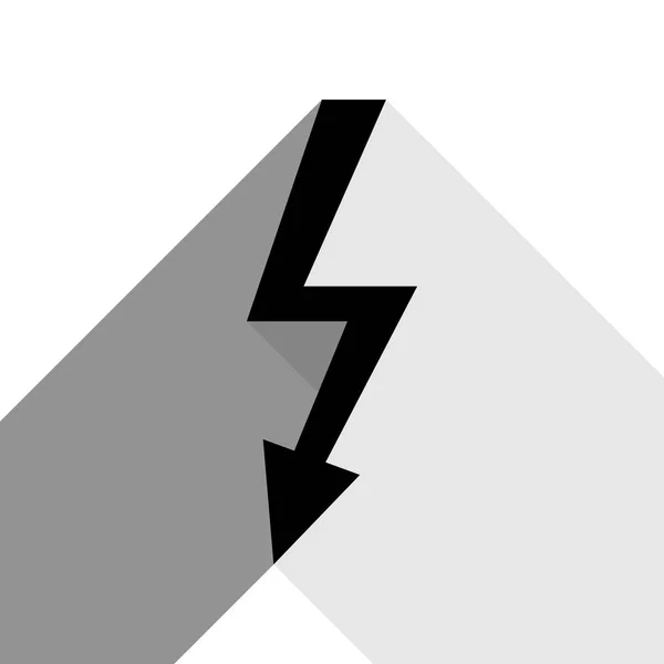 高電圧危険サイン。ベクトル。白い背景の上の 2 つのフラット グレー影と黒のアイコン. — ストックベクタ